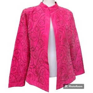 Christina Hope Pink Embroidered Silk Jacket Size XL